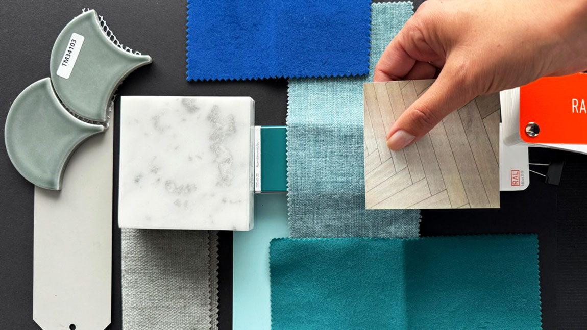 material collage für ein gastronomie interior